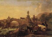 BERCHEM, Nicolaes Italian Landscape with a Bridge Spain oil painting artist